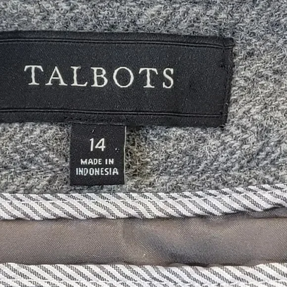 Talbots Wool Blend Herringbone Grey Pencil Skirt Women's SZ 14 - Picture 2 of 9